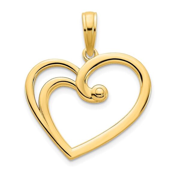 14k Yellow Gold Fancy Open Heart Pendant,All Products : American Fashion Style Bags On Sale